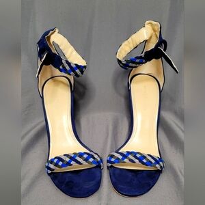 Marc Fisher Blue Colorblock Suede Sandals Heels- Women's Size 9.5